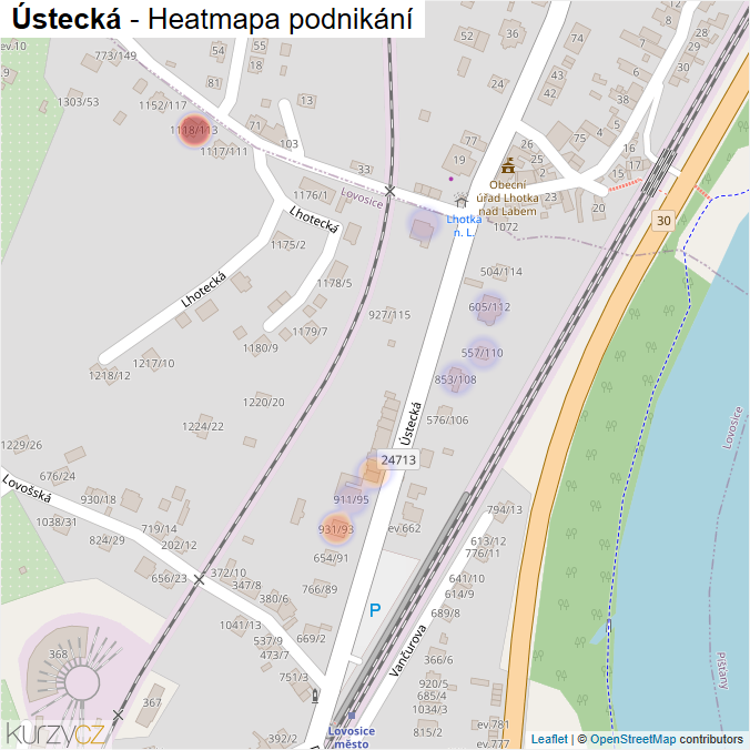 Mapa Ústecká - Firmy v ulici.