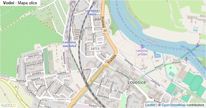 Vodní - mapa ulice