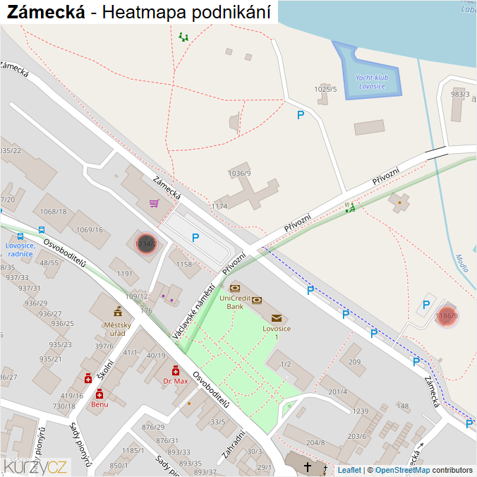 Mapa Zámecká - Firmy v ulici.