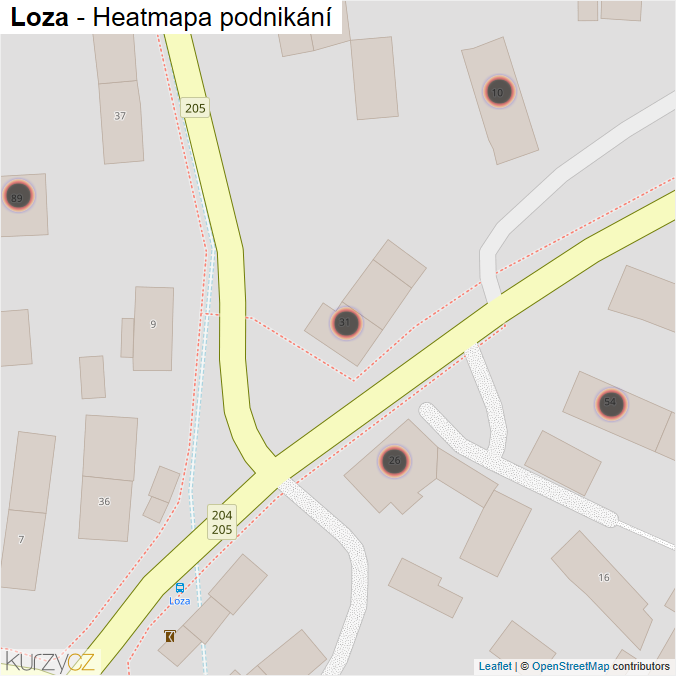 Mapa Loza - Firmy v obci.