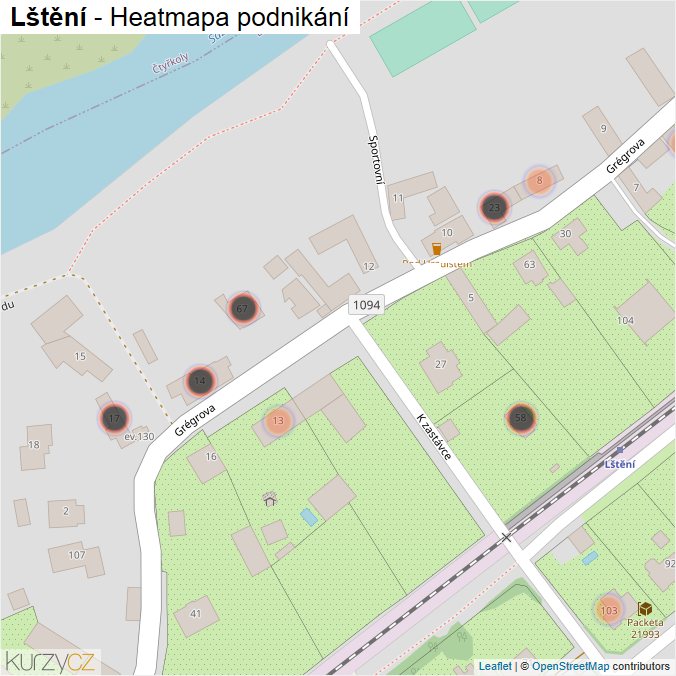 Mapa Lštění - Firmy v obci.