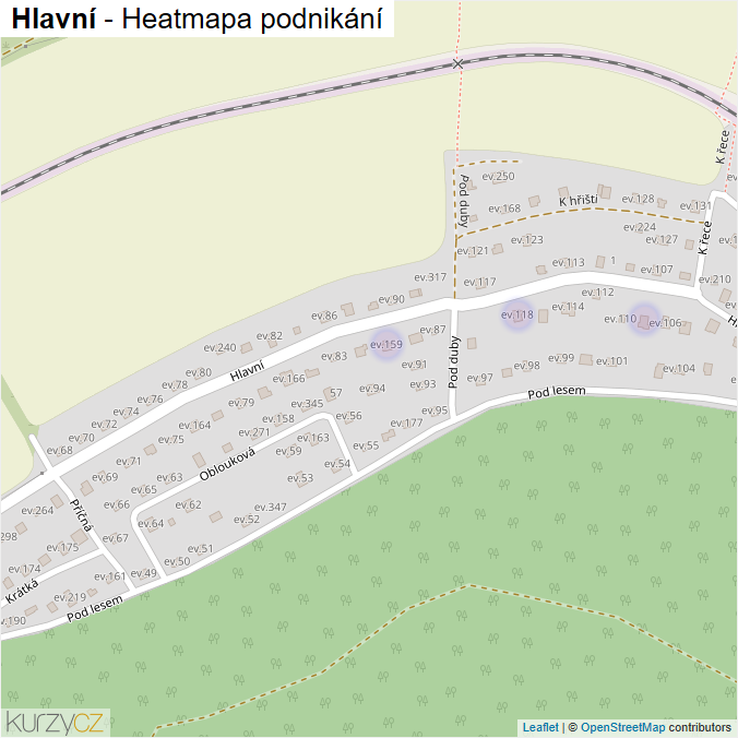 Mapa Hlavní - Firmy v ulici.