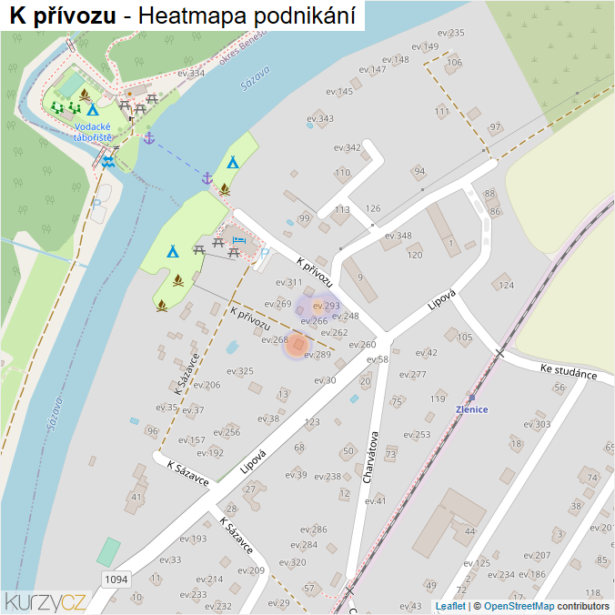 Mapa K přívozu - Firmy v ulici.