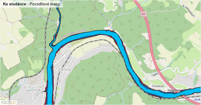 Ke studánce - záplavové mapy stoleté vody