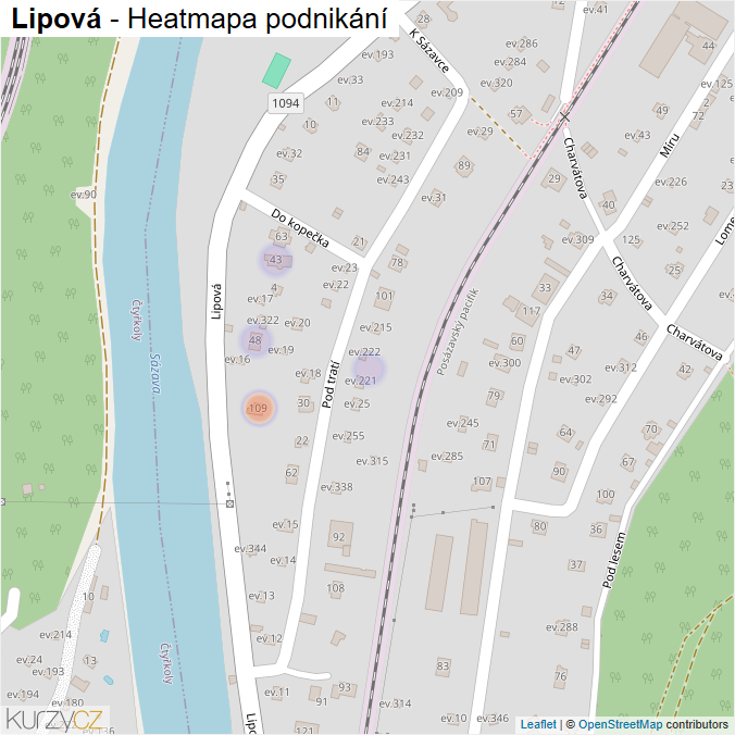 Mapa Lipová - Firmy v ulici.