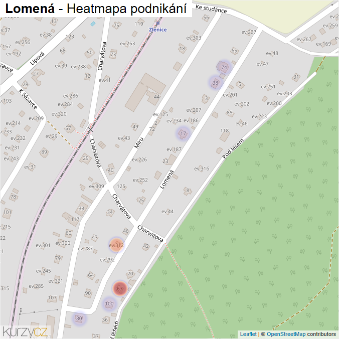 Mapa Lomená - Firmy v ulici.