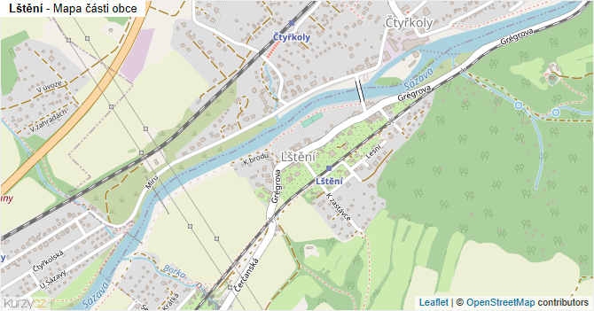 Lštění - mapa části obce