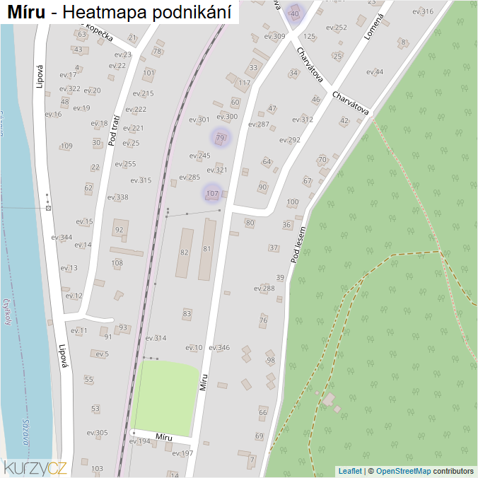 Mapa Míru - Firmy v ulici.