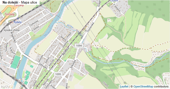 Na dolejší - mapa ulice
