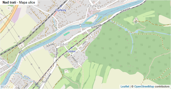 Nad tratí - mapa ulice