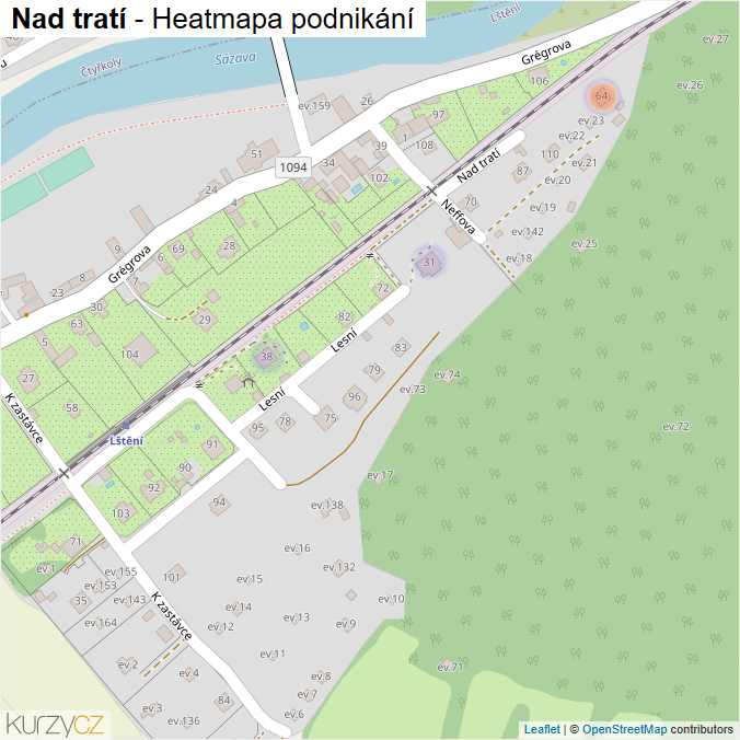 Mapa Nad tratí - Firmy v ulici.