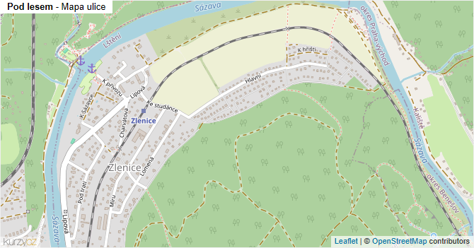 Pod lesem - mapa ulice