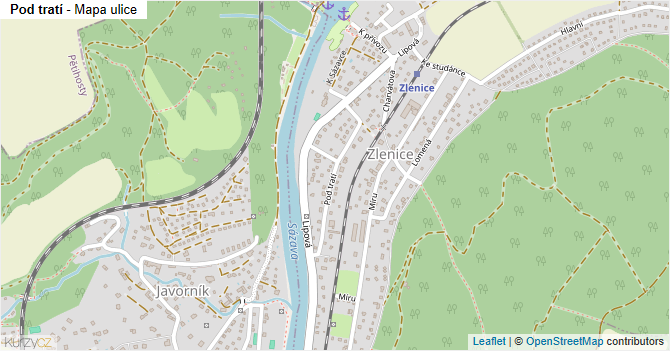 Pod tratí - mapa ulice
