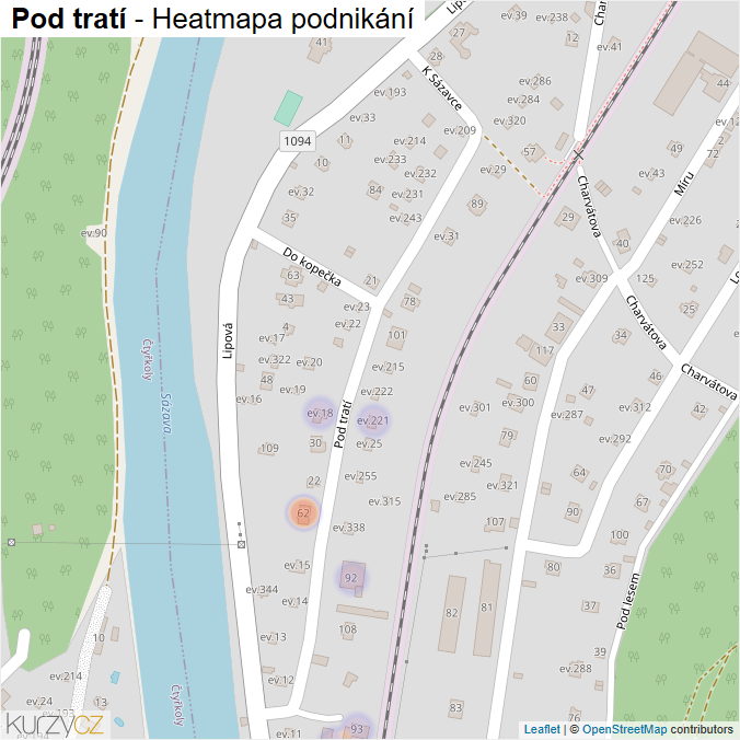 Mapa Pod tratí - Firmy v ulici.