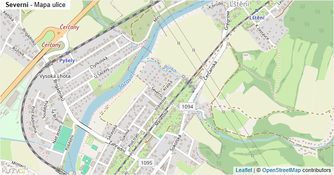 Severní - mapa ulice