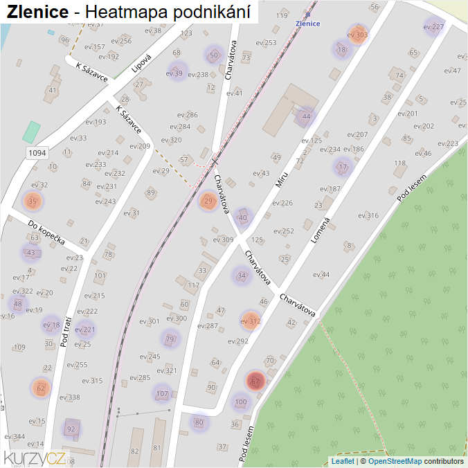Mapa Zlenice - Firmy v části obce.