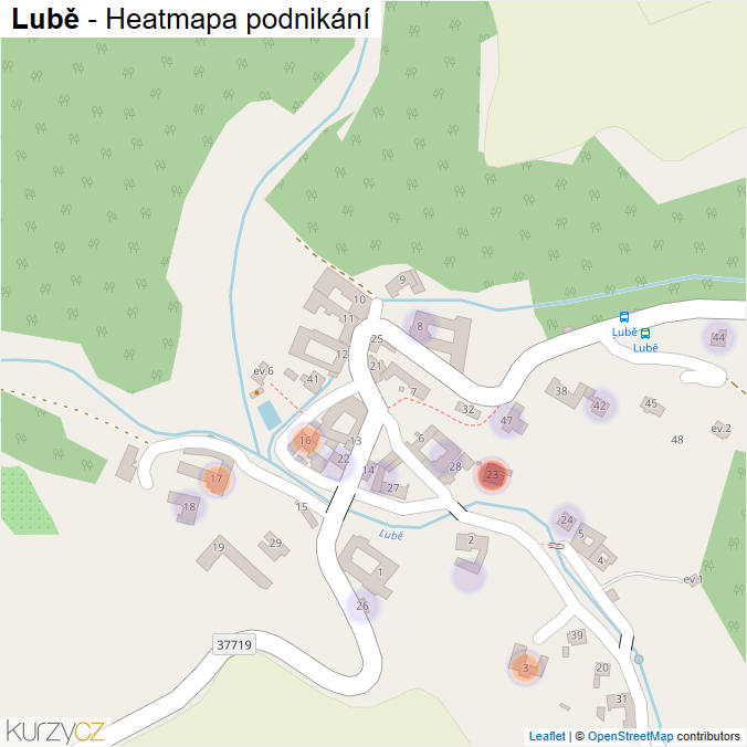 Mapa Lubě - Firmy v části obce.