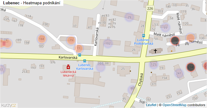 Lubenec - mapa podnikání
