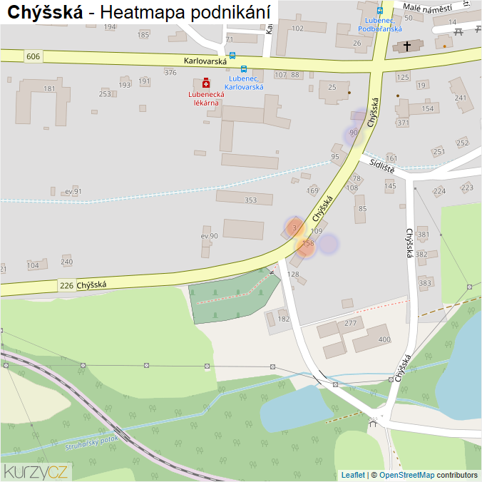 Mapa Chýšská - Firmy v ulici.