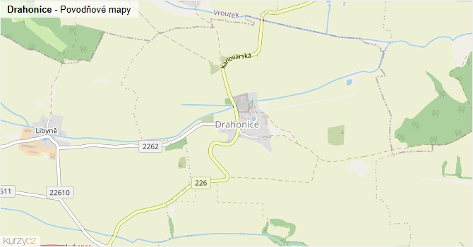 Drahonice - záplavové mapy stoleté vody