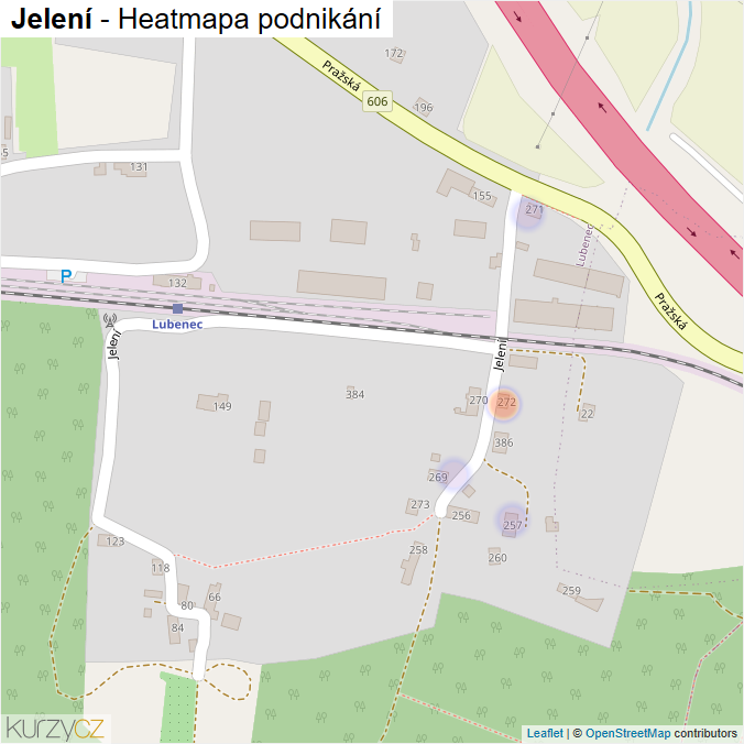 Mapa Jelení - Firmy v ulici.