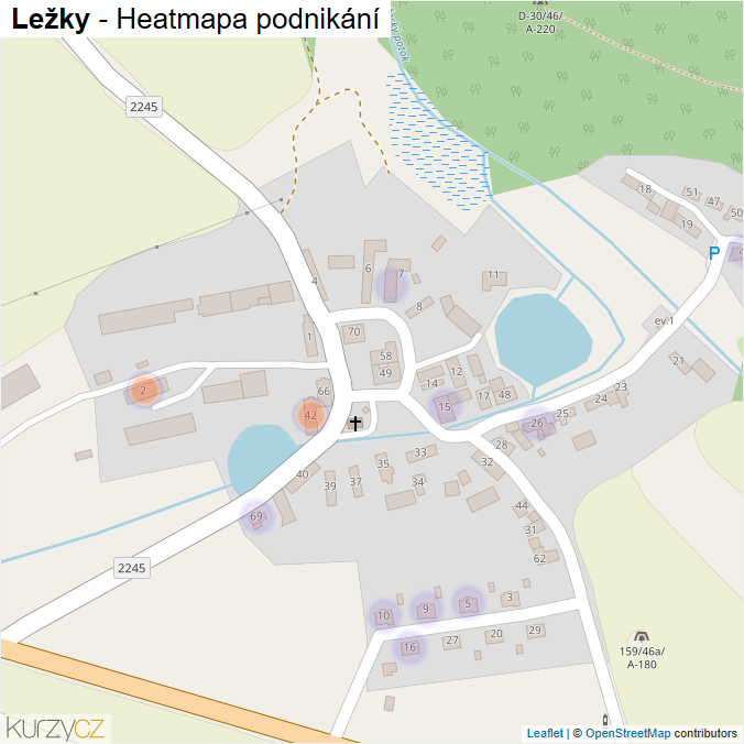 Mapa Ležky - Firmy v části obce.