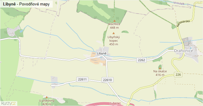Libyně - záplavové mapy stoleté vody
