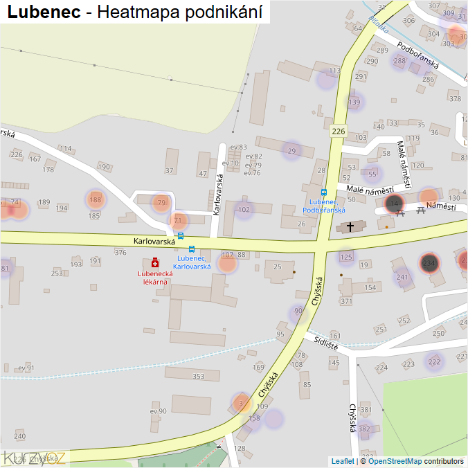 Mapa Lubenec - Firmy v části obce.