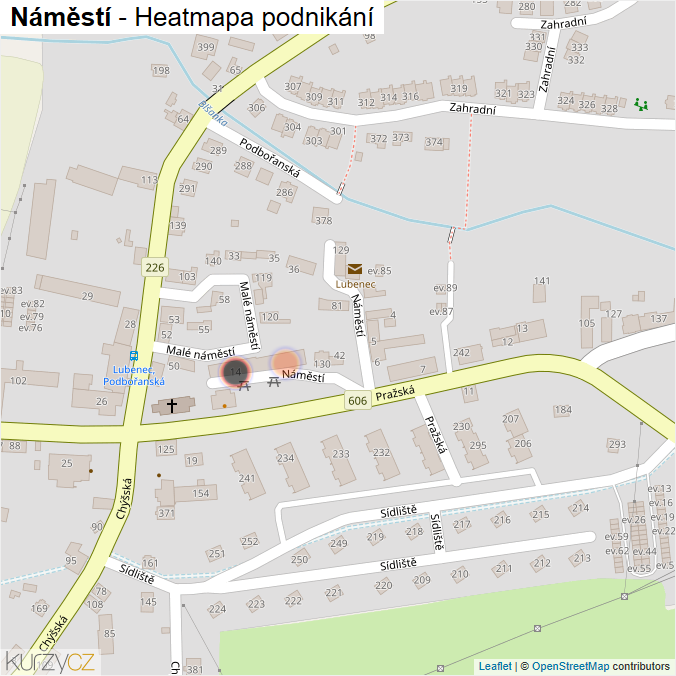 Mapa Náměstí - Firmy v ulici.