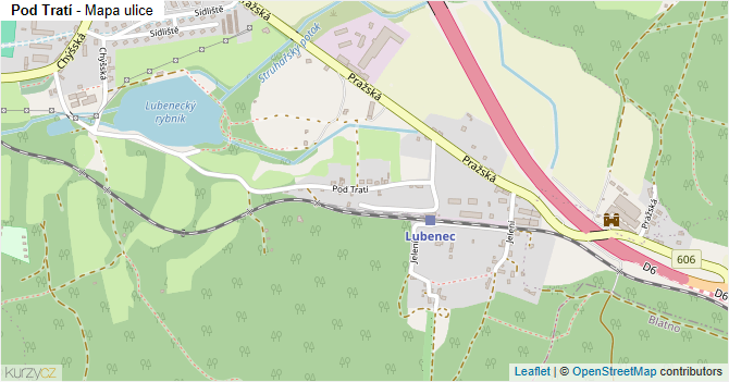 Pod Tratí - mapa ulice