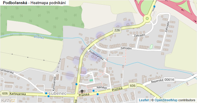Podbořanská - mapa podnikání