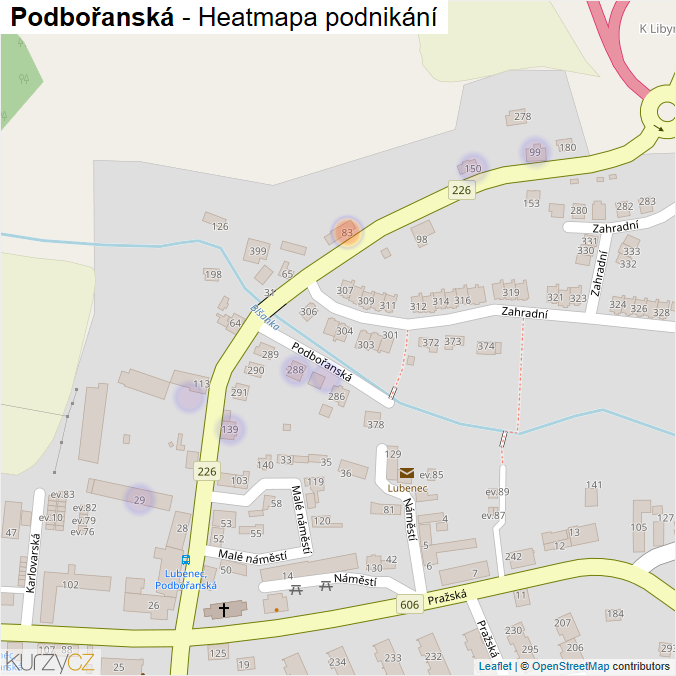 Mapa Podbořanská - Firmy v ulici.