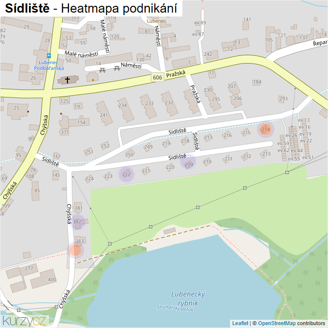 Mapa Sídliště - Firmy v ulici.