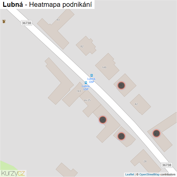 Mapa Lubná - Firmy v obci.