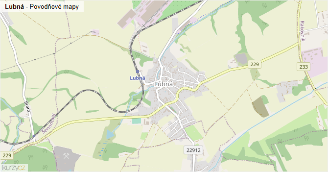 Lubná - záplavové mapy stoleté vody