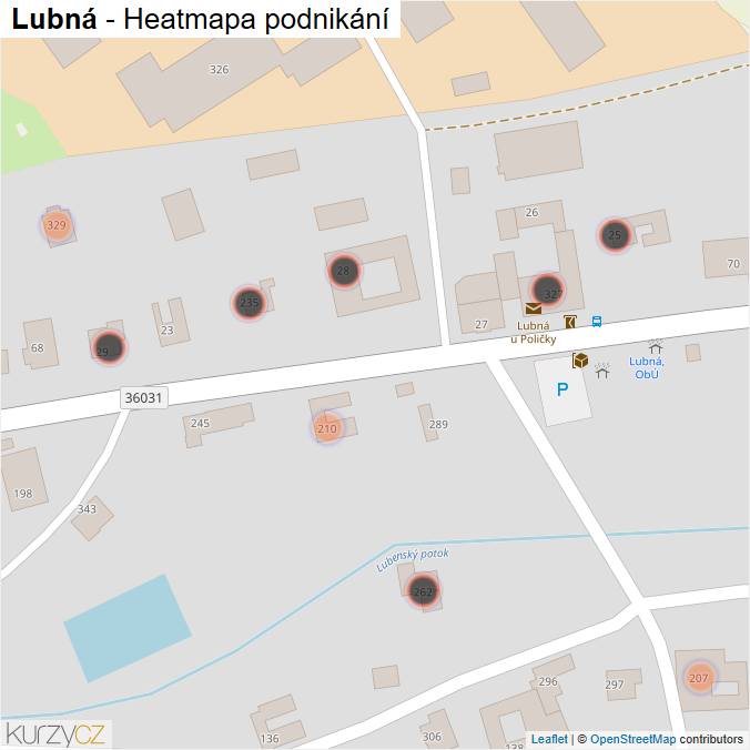 Mapa Lubná - Firmy v obci.