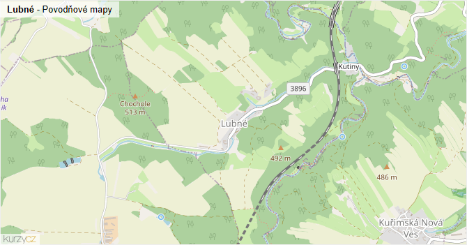 Lubné - záplavové mapy stoleté vody