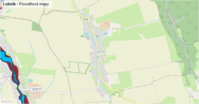 Lubník - záplavové mapy stoleté vody
