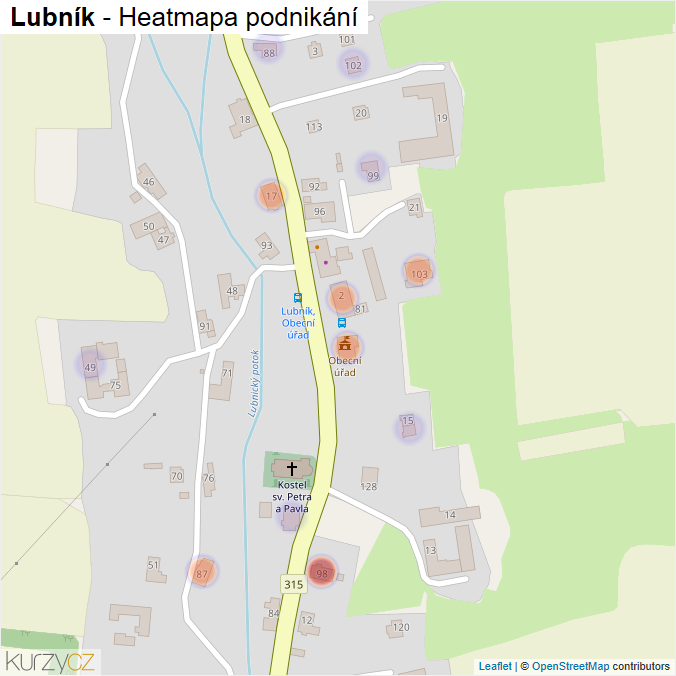 Mapa Lubník - Firmy v části obce.