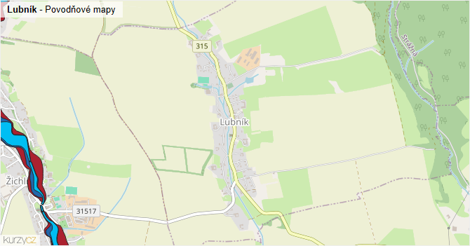 Lubník - záplavové mapy stoleté vody