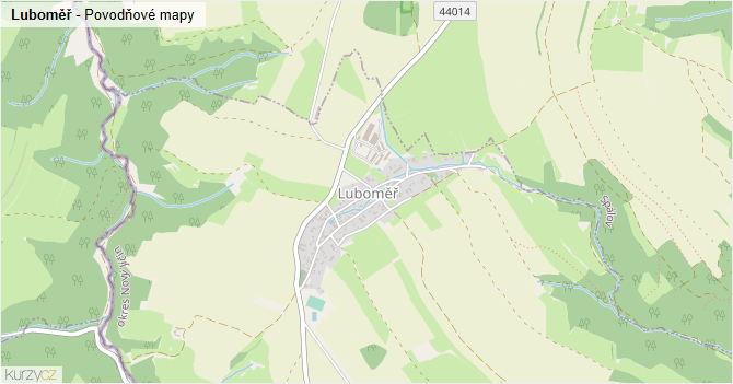 Luboměř - záplavové mapy stoleté vody