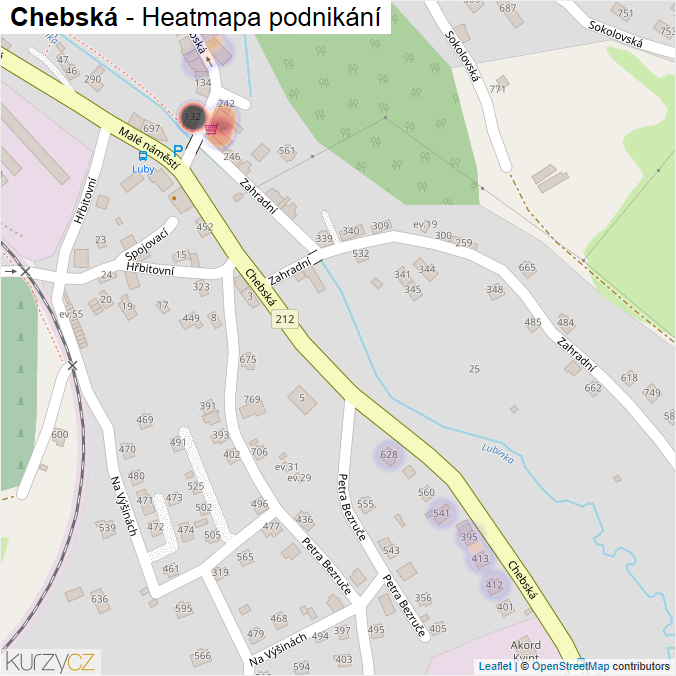 Mapa Chebská - Firmy v ulici.