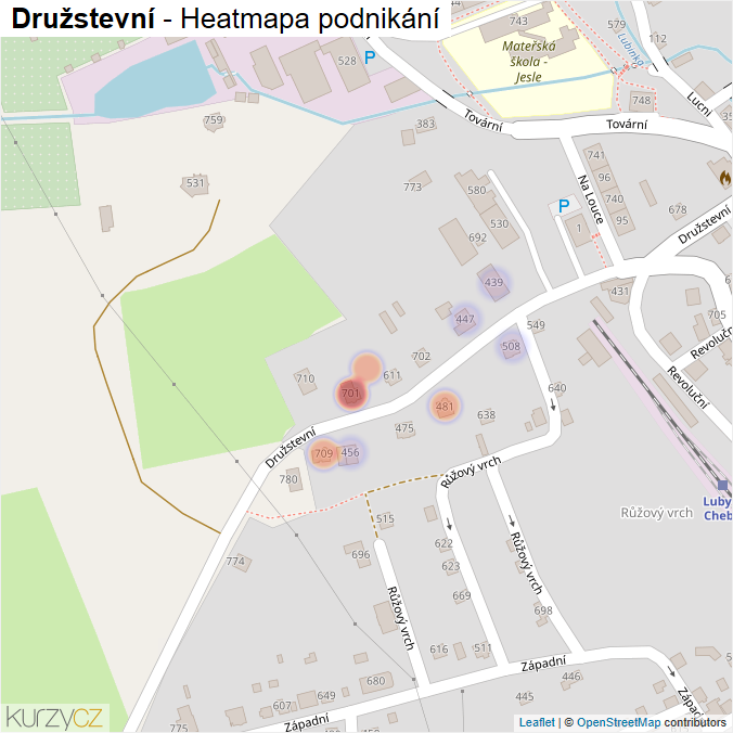 Mapa Družstevní - Firmy v ulici.