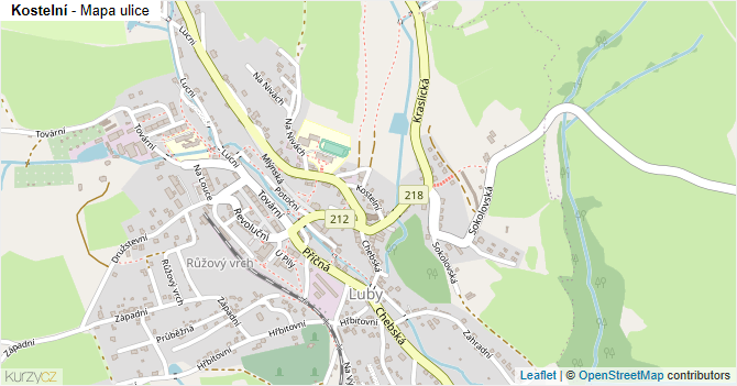 Kostelní - mapa ulice