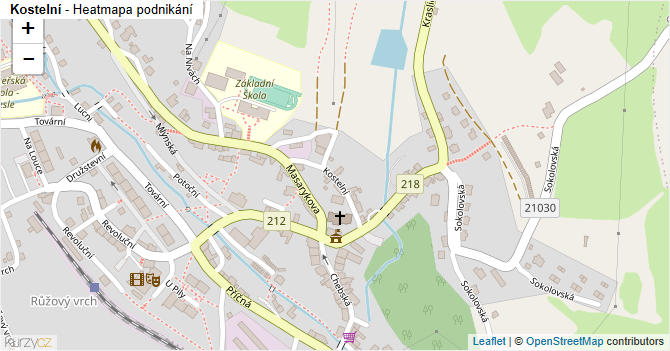 Kostelní - mapa podnikání
