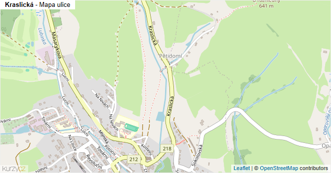 Kraslická - mapa ulice