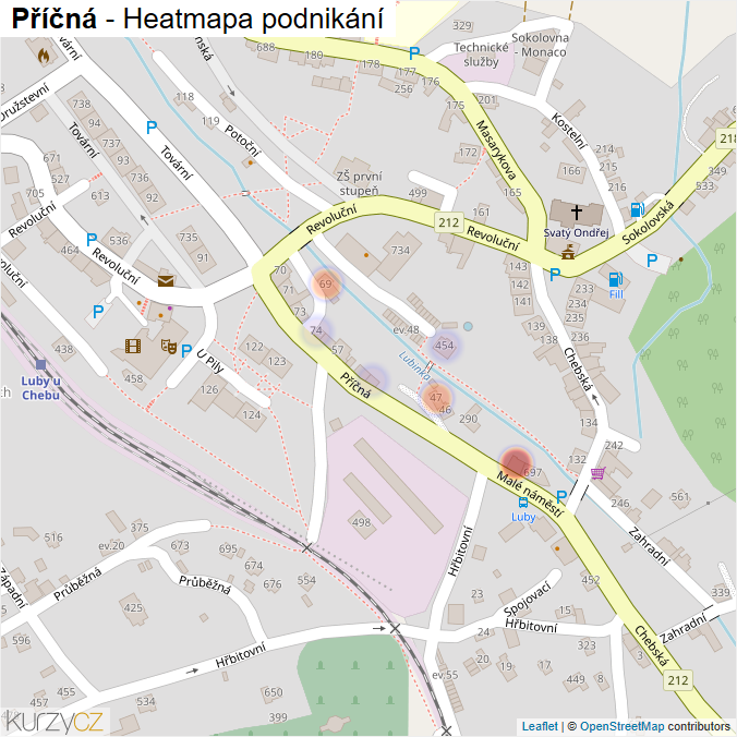 Mapa Příčná - Firmy v ulici.