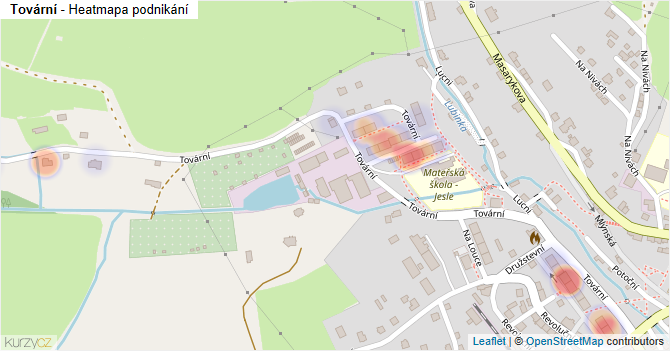 Tovární - mapa podnikání