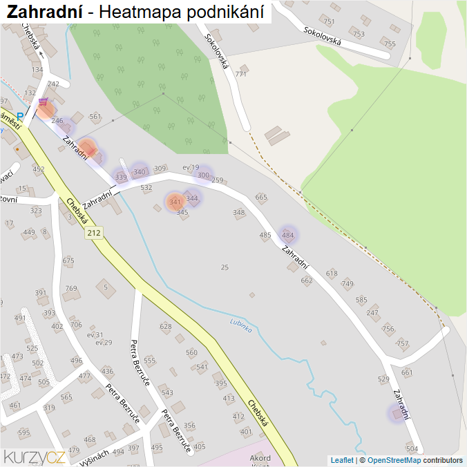 Mapa Zahradní - Firmy v ulici.