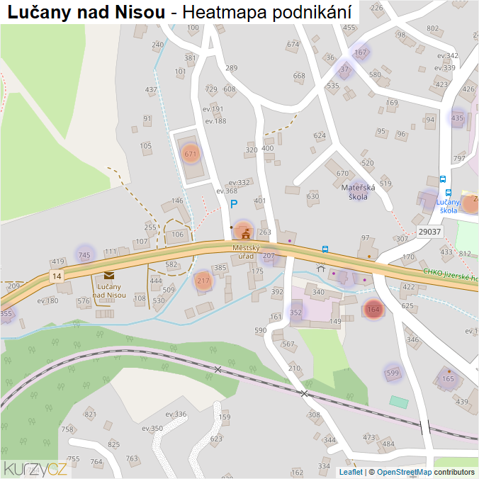 Mapa Lučany nad Nisou - Firmy v obci.